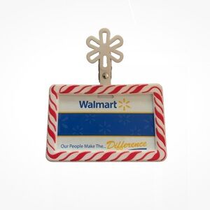 Walmart Employee Badge with Candy Cane Clip
